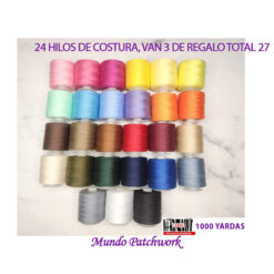 Kit Hilos costura marca CEBRA de 1000 yardas de poliester 24 unid, van 3 de regalo