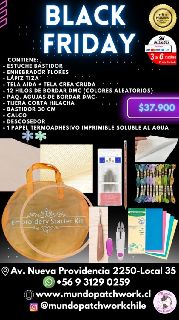 Kit completo para bordar con hilos DMC