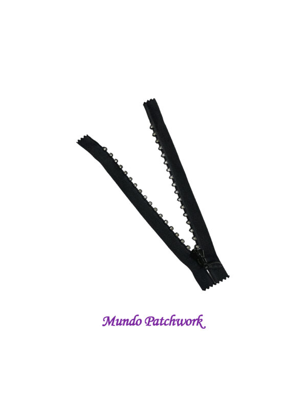 Cierre con dientes brillo color negro 3x16cm - Imagen 3