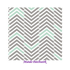 100% algodón, diseño chevron gris y turquesa