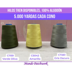 Hilos 100% algodón marca TREN, cada cono 5.000 yardas