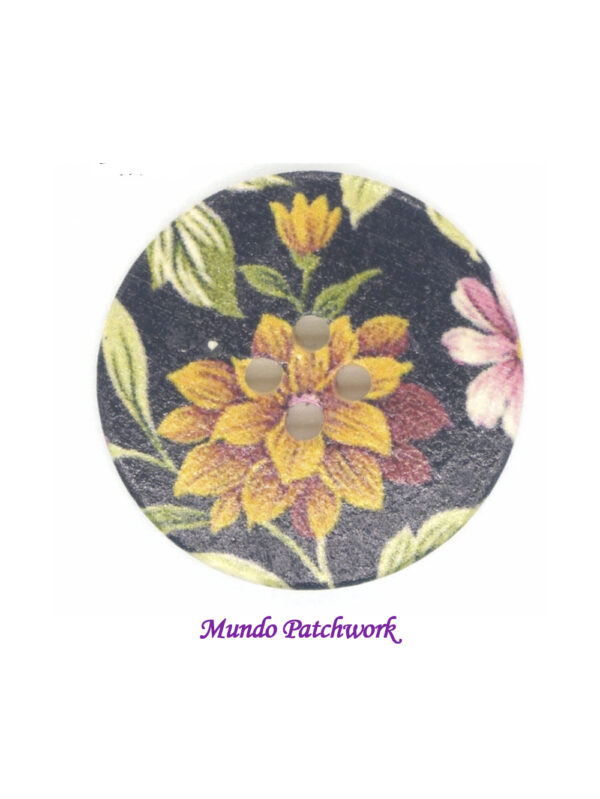 Botones 261 de madera, diseño pintura de flores con 4 agujeros, de 3cm x 4 unid
