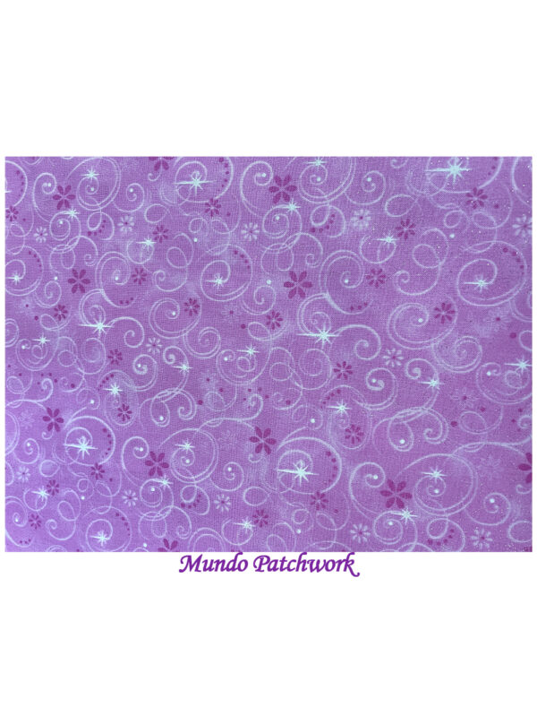 Tela T9990815- 100% algodón, diseño rosado espiral con brillo 1.10 mt ancho x 30 cm
