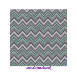 100% algodón, diseño chevron, gris y turquesa