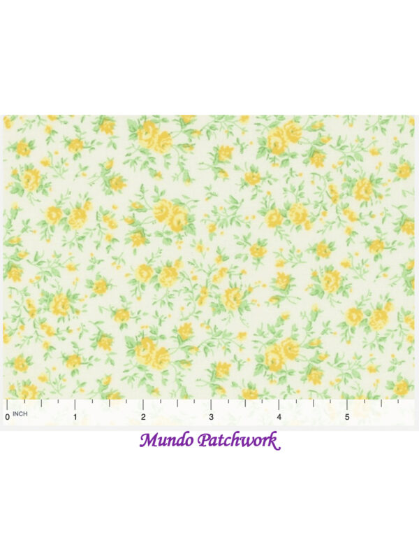 Tela BD-38170-104- 100% algodón, diseño flores amarillas, 1.10 mt. ancho x 30 cm
