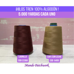 Hilos 100% algodón marca TREN, cada cono 5.000 yardas