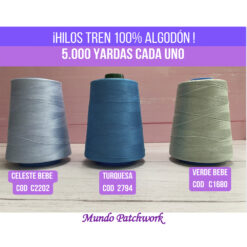 Hilos 100% algodón marca TREN, cada cono 5.000 yardas