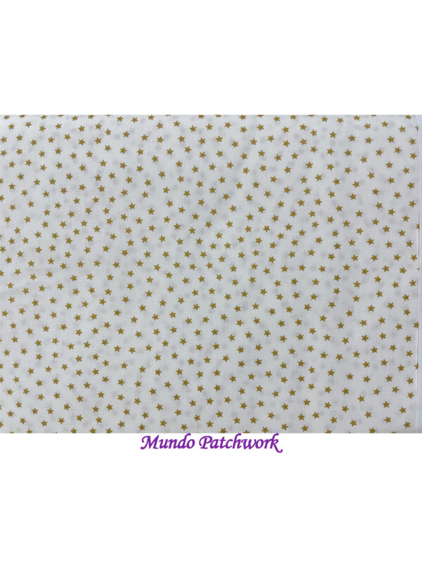 Tela ZD-77224-001 - 100% algodón, fondo crema, estrellas mostaza 1.10 mt ancho x 30 cm