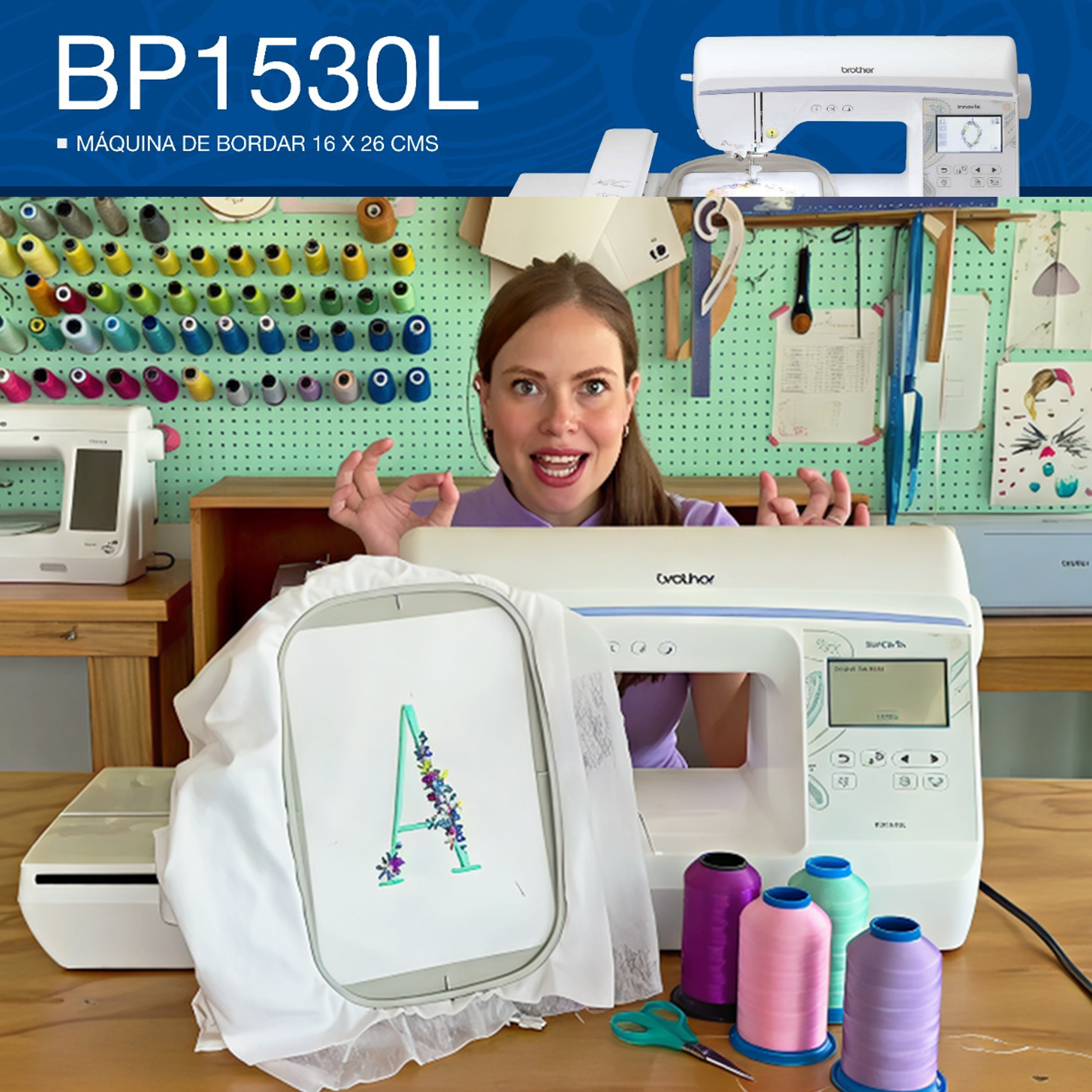 MAQUINA BORDADORA BROTHER SEMI PROFESIONAL BP1530L (Regalamos 6 hilos 1000 yarda) - Imagen 6