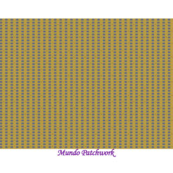 100% algodón, fondo beige oscuro y pequeños cuadrados azules