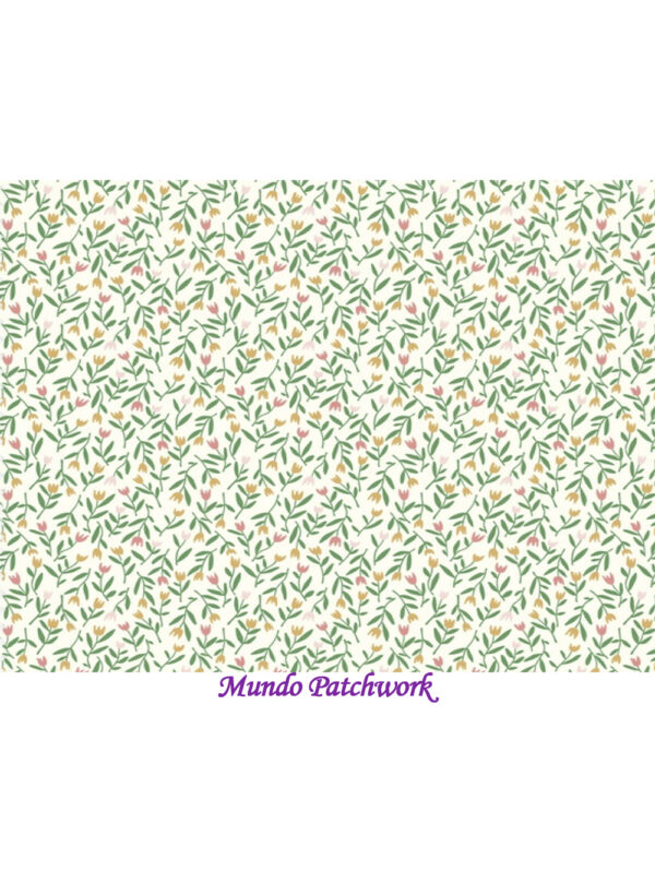 Tela ZD-78175-001- 100% algodón, mini hojas verdes, 1,10mt ancho x 30 cm