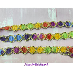 Cinta de hilo diferentes colores, con dorado, mide 2 cm x 1 mt