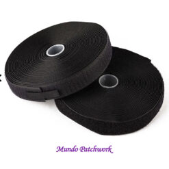 Rollo velcro con adhesivo de 25mm ancho x 25 metro, color negro