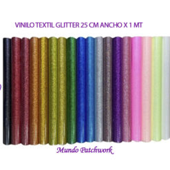 Box Vinilos Textiles Glitter x 18 colores, miden 25cm ancho x 1 mt