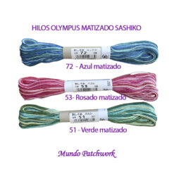 Hilos H72 Olympus Sashiko Matizados / 20 mt se venden por unidad.