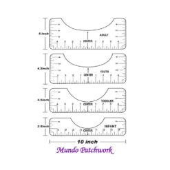 Regla de alineación de camisetas, patrón de ropa, costura x 4 unidades