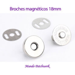 Broches metálico magnéticos a presión mide 18 mm color plata x 4 unidades
