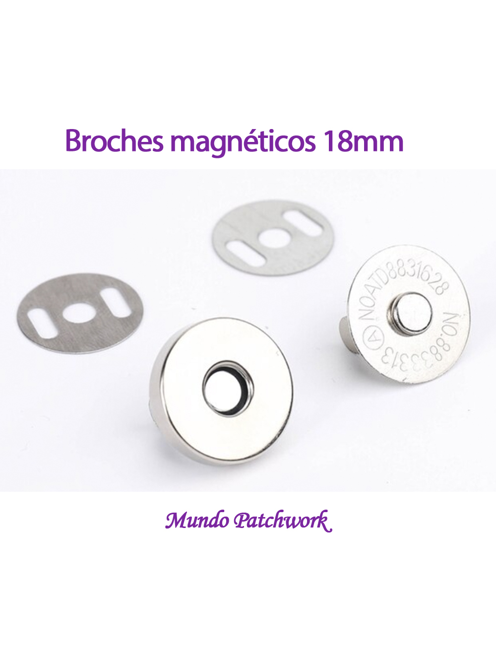 Broches metálico magnéticos a presión mide 18 mm color dorado x 4