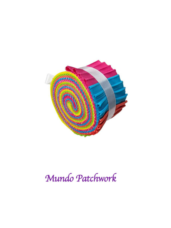 Jelly Roll 100% algodón  2 1/2 pulg x 45 pulg (20 tiras) 5 colores sólidos