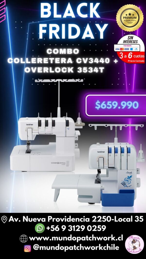 Combo Brother Overlock 3534DT + Colleretera CV3440CL