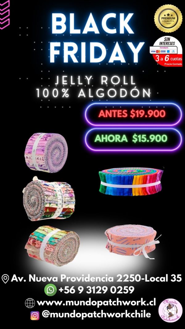 Jelly Roll 100% algodón 2 1/2 pulg x 45 pulg (20 tiras) 1 tono por color , SE VENDE POR UNIDAD