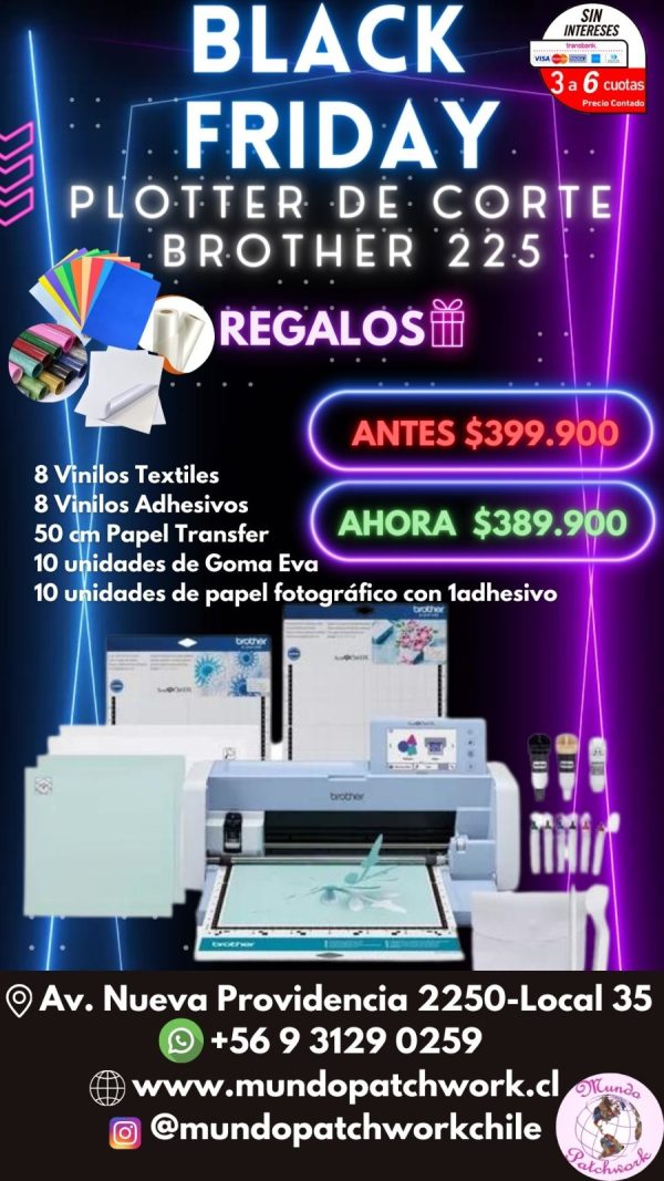 Plotter de corte Brother SDX 225, REGALAMOS vinilos textiles, adhesivos, papel transfer