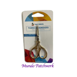 Tijera figura colonial color dorada mide 9,5 cm