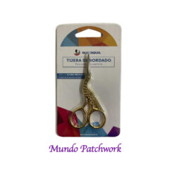 Tijera para bordado, figura pelicano color dorado mide 9 cm