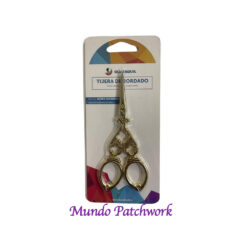 Tijera para bordado figura reina color dorada mide 12 cm