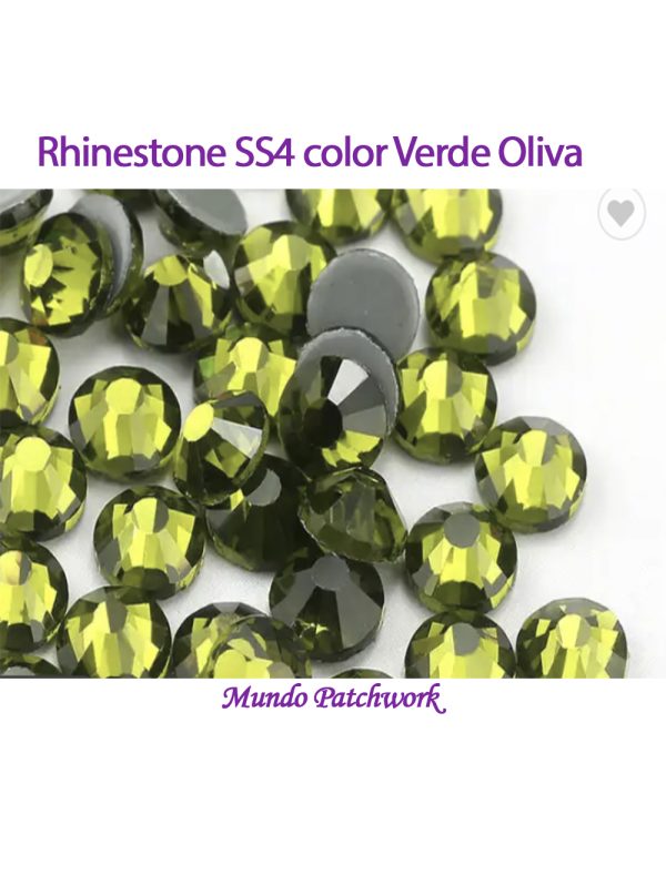 Hot Fix Rhinestone SS4 color verde olivo (1,5mm) x 1440 unid
