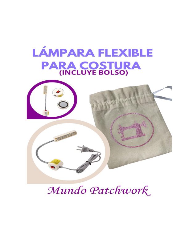 Lampara con luz led para máquina coser, cuello flexible, base con imán, 30 luces