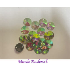 Brillos 17900 tornasol redondos,  20 unid, trae orificios para coser, miden 16mm