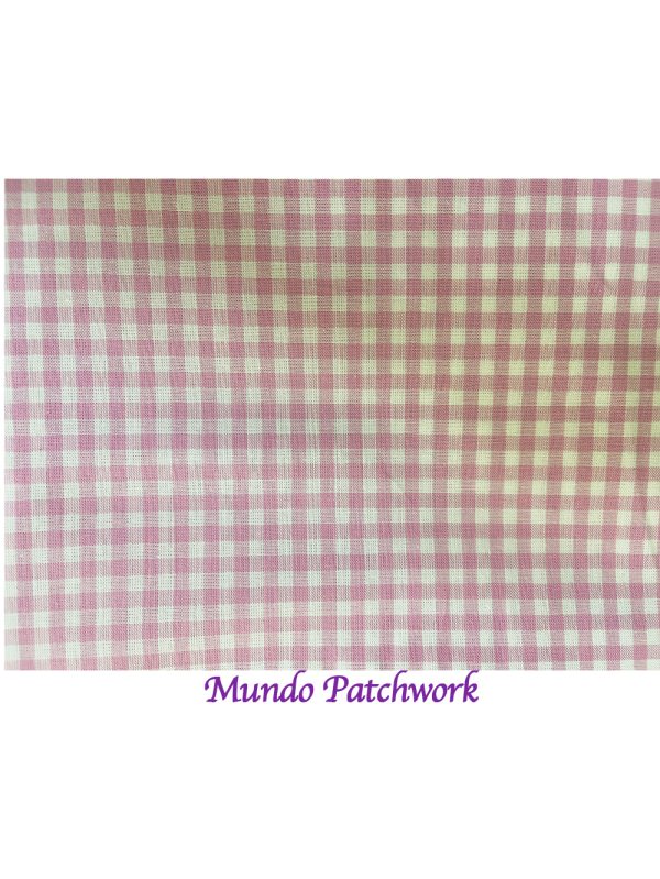 Tela DI 04092 100% algodón, cuadrille rosado, mide 1.50 mt. ancho x 30cm