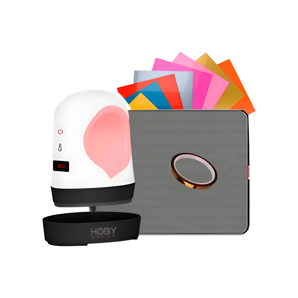 Kit Mini Estampadora Hoby + Base corte + Cortador + Vinilos textiles - Imagen 2