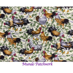 100% algodón, diseño gallinas