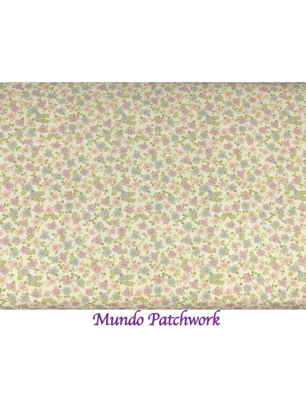 Tela FL-18560-138, 100% algodón, diseño flores, mide 1.10 mt. ancho x 30cm largo