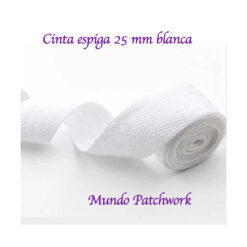 Cinta espiga color blanco ancho 25mm x 1 mt