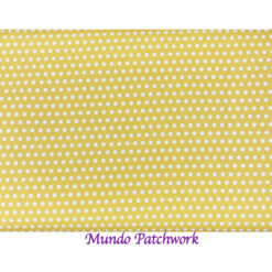 100% algodón, diseño puntos blancos, fondo amarillo