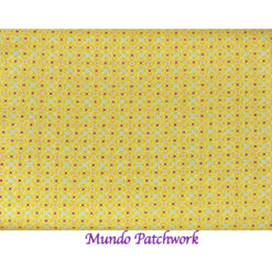 100% algodón, diseño puntos, fondo mostaza