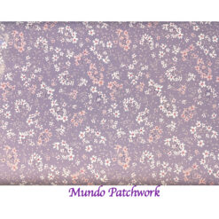100% algodón, diseño flores fondo morado