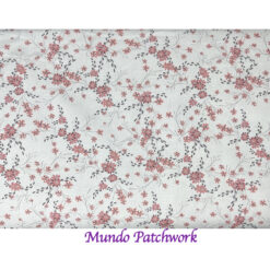 100% algodón, diseño flores naranjas, fondo blanco