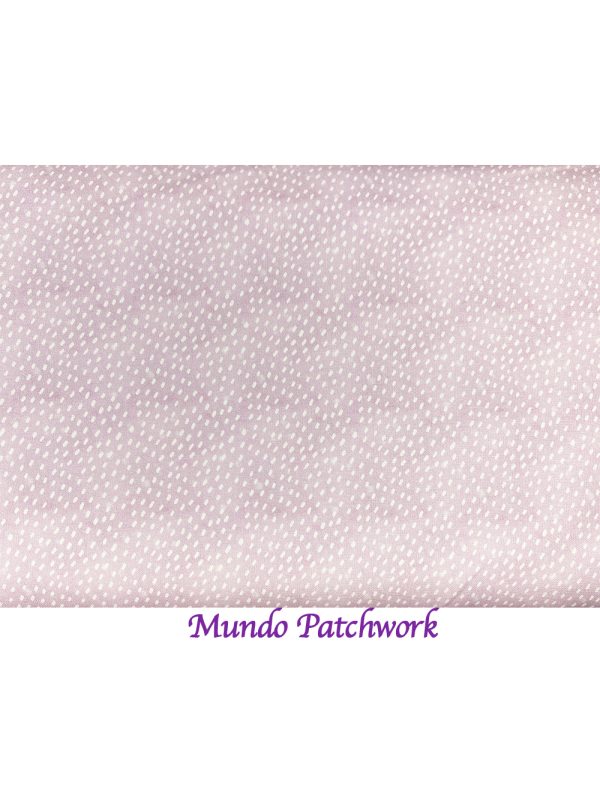 Tela FL-18560-152- 100% algodón, diseño gotas blancas, fondo rosado, mide 1.10 mt ancho x 30 cm