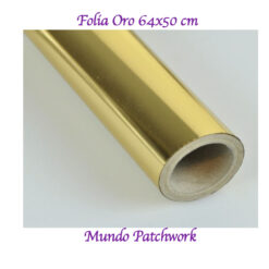 Lamina de Folia solo textil, color Oro mide 64cm ancho x 50cm