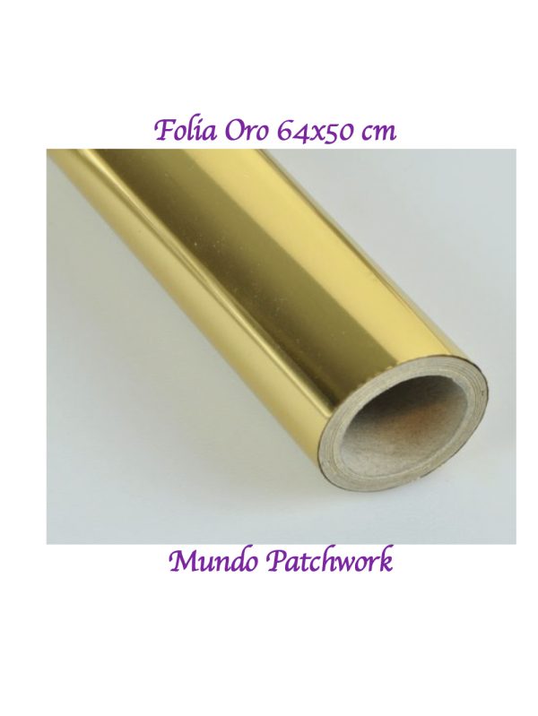 Lamina de Folia solo textil, color Oro mide 64cm ancho x 50cm