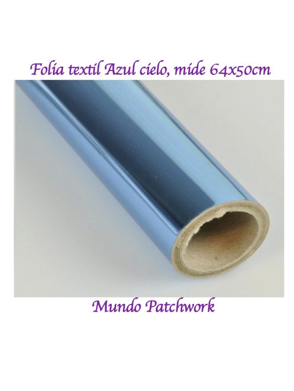 Lamina de Folia solo textil, color Azul Cielo mide 64cm ancho x 50cm
