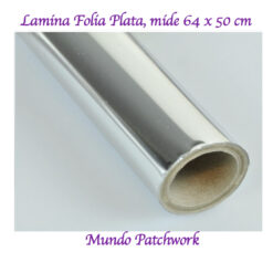 Lamina de Folia solo textil, color Plata mide 64cm ancho x 50cm