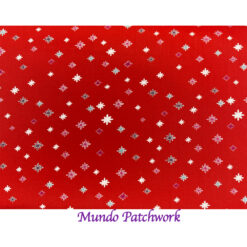 100% algodón, diseño mini estrellas, fondo rojo