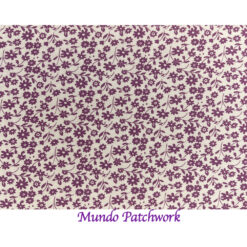 100% algodón, diseño mini flores color púrpura