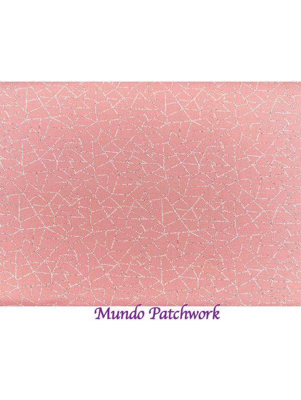 Tela FL-18560-188, 100% algodón, diseño rosado craquelado, mide 1.10 mt. Ancho x 0,30cm