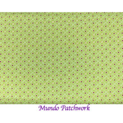 100% algodón, fondo verde, puntos rojos